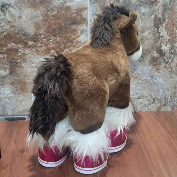 Build A Bear Brown Horse Pony Plush Pink Glittery Shoes Stuffed Animal - Picture 6 of 13